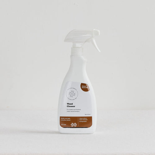 Pelle Wood Cleaner - 500ml biodegradable furniture care spray for finished indoor wood surfaces in a white trigger bottle