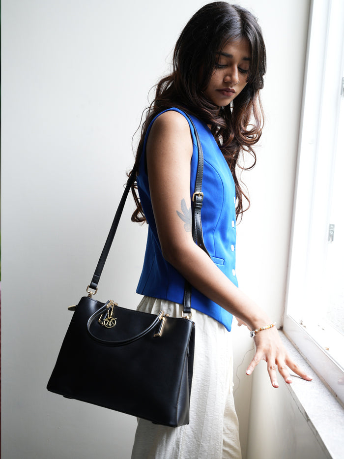 Rosy Black Satchel Bag