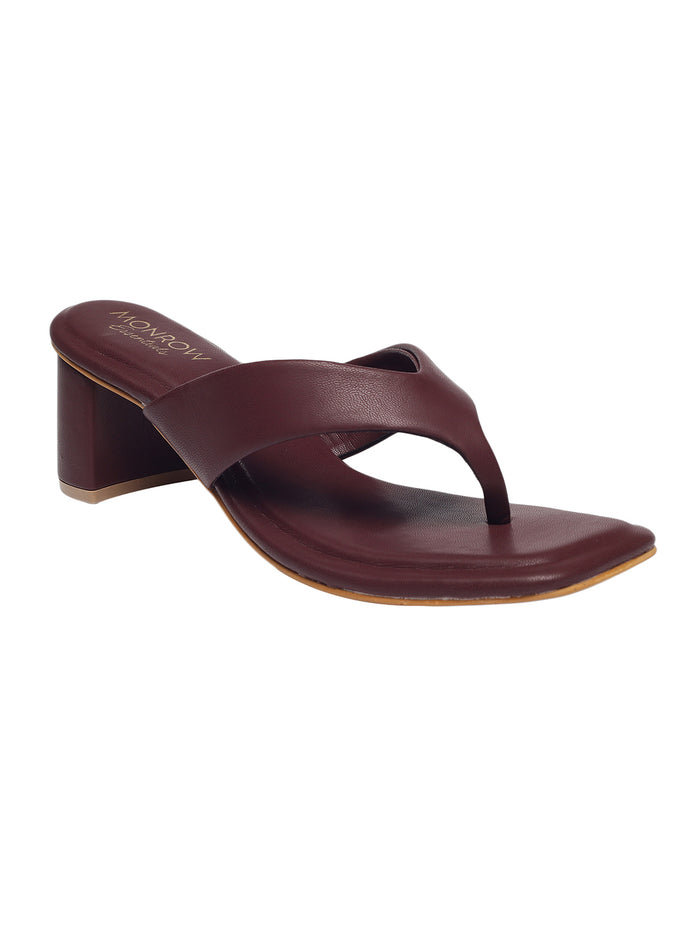 Serena Maroon Block Heels