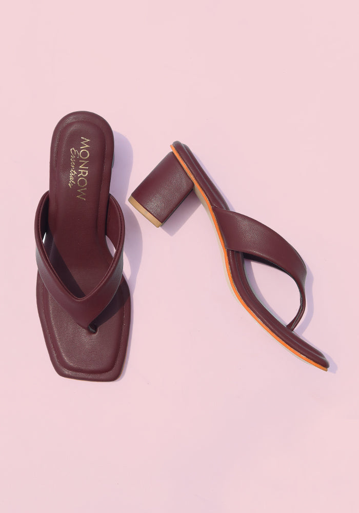 Serena Maroon Block Heels