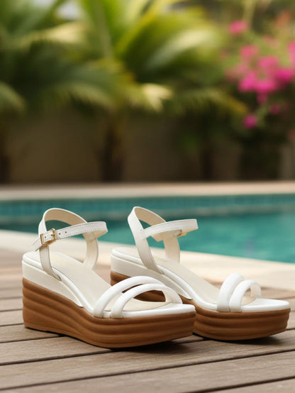 Shamana Off White Wedge Heels