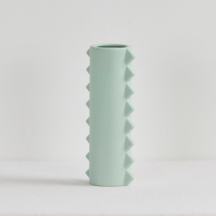 Zig Tall Vase - Sage, tall sage green ceramic vase with sculptural zig zag edge detailing and a matte finish