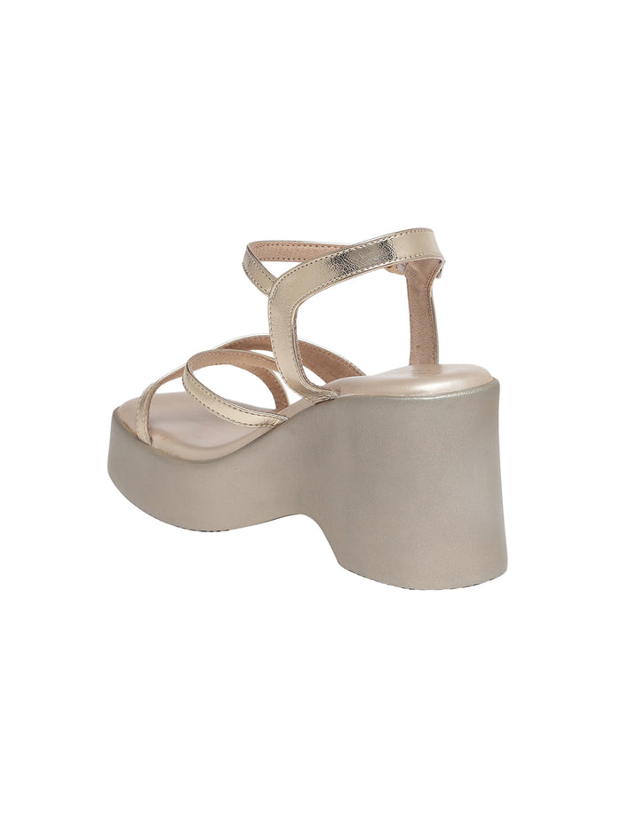 Zina Gold Wedge Heels