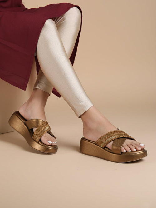 Zyra Bronze Wedge Heels